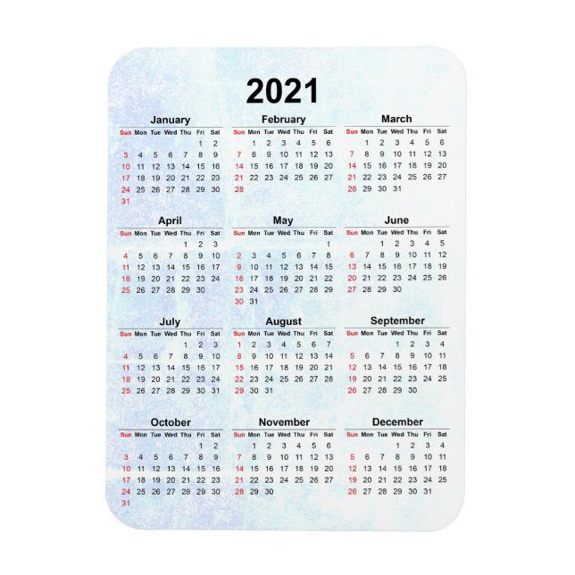 Flexible Calendrier mensuel 2021 Magnet texturé (Vertical)