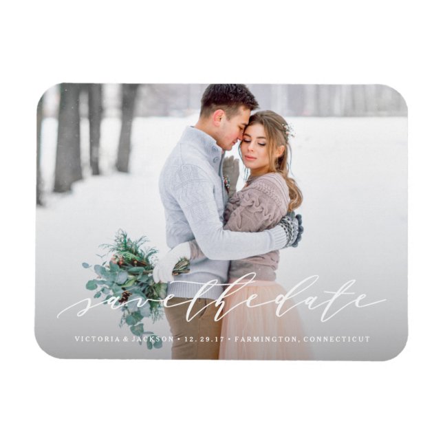 Flexible Calligraphie douce Enregistrer la date Magnet phot (Horizontal)