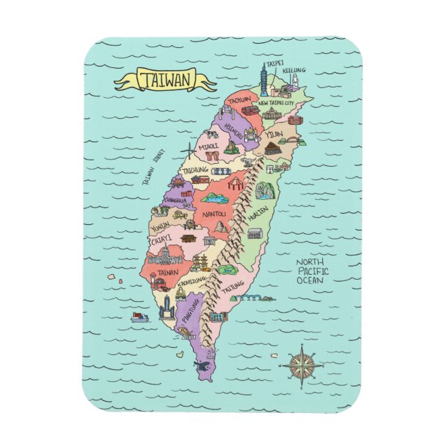 Flexible Carte couleur Taiwan Magnet photo (Vertical)