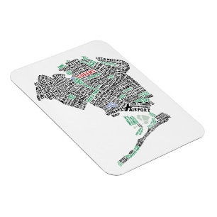 Flexible Carte de la typographie de Queens NY Flexi Magnet