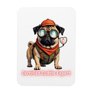 Flexible Certified Cuddle Expert Fridge Magnet – Cute Pug
