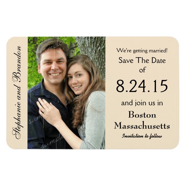 Flexible Champagne Photo Magnet Mariage Sauvez la date (Horizontal)