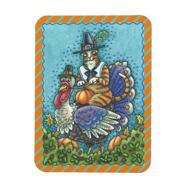 FLEXIBLE CHAT N'FITZ SUR THANKSGIVING TURKEY MAGNET (Vertical)