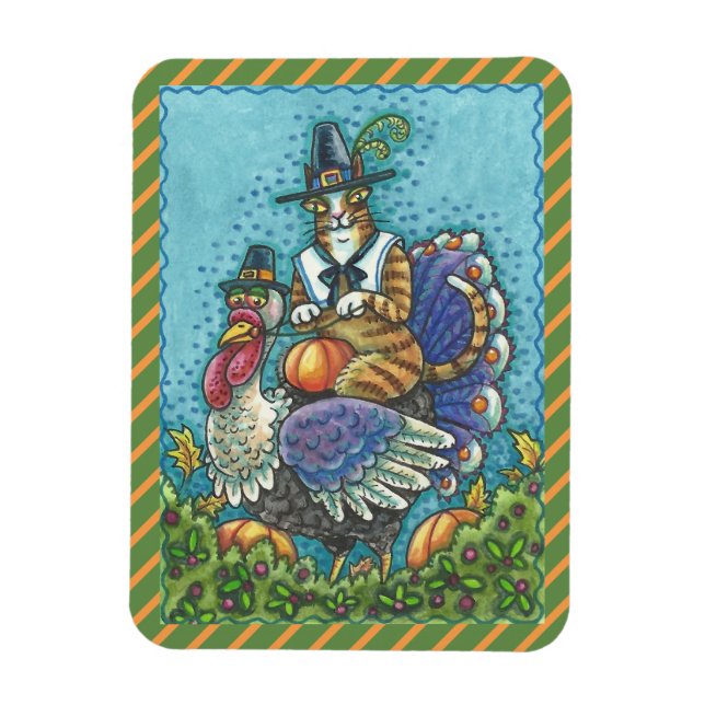 FLEXIBLE CHAT N'FITZ SUR THANKSGIVING TURKEY MAGNET (Vertical)