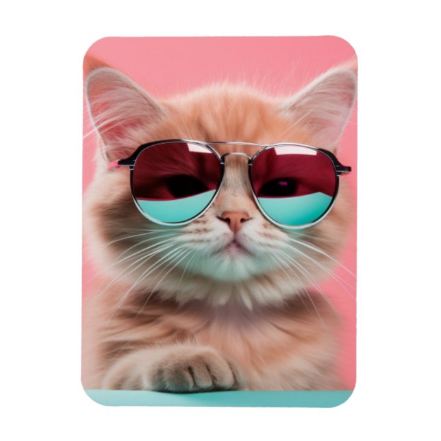 Flexible Chat Portant des lunettes de soleil Avion Magnet (Vertical)