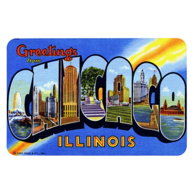 Flexible Chicago Illinois IL Grande Lettre Magnet de carte  (Horizontal)