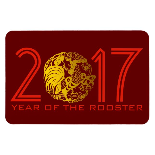 Flexible Chine Papercut Rooster Année 2017 Magnet (Horizontal)