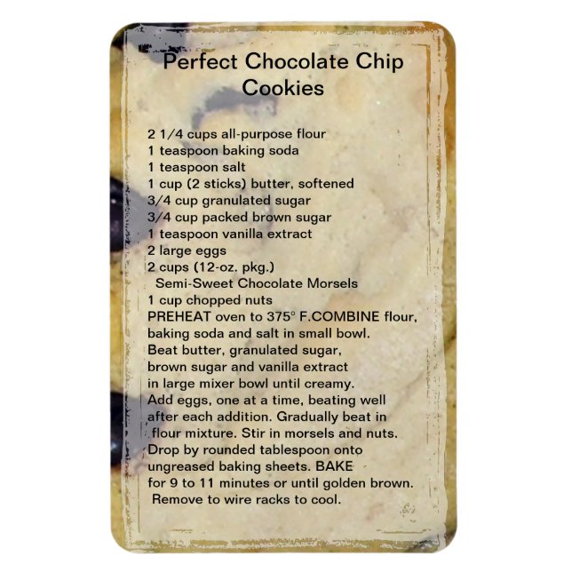 Flexible Chocolate Chip Cookie Recipe Magnet (Vertical)