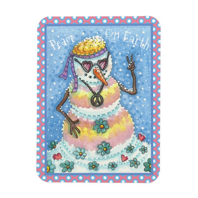Flexible CHRISTMAS MAGNET super SNOWMAN "PAIX SUR TERRE" (Vertical)
