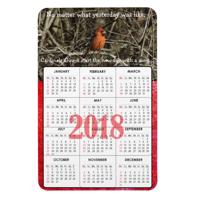 Flexible Citation cardinale 2018 Magnet calendrier (Vertical)