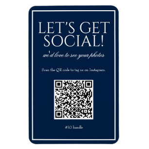 Flexible Classique simple bleu QR Code Social Media Magnet