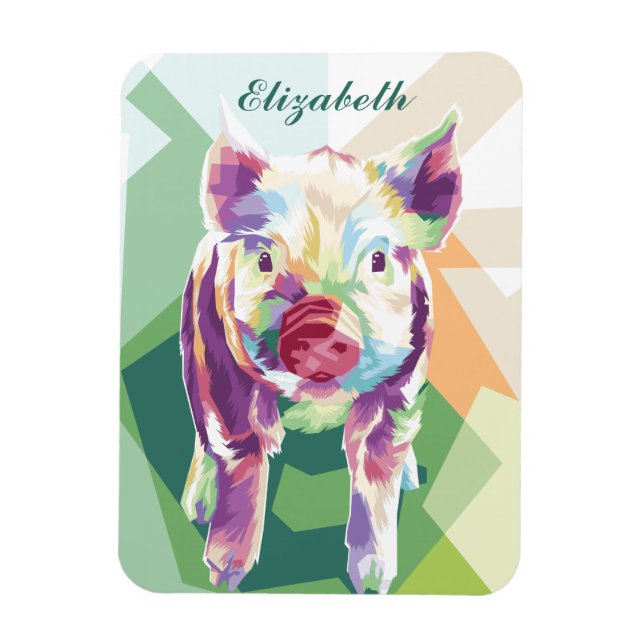 Flexible Cochon d'art pop coloré Magnet personnalisé (Vertical)