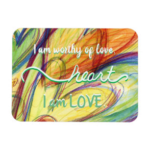 Flexible "Coeur" Coeur Vert Chakra Love Mots Magnet