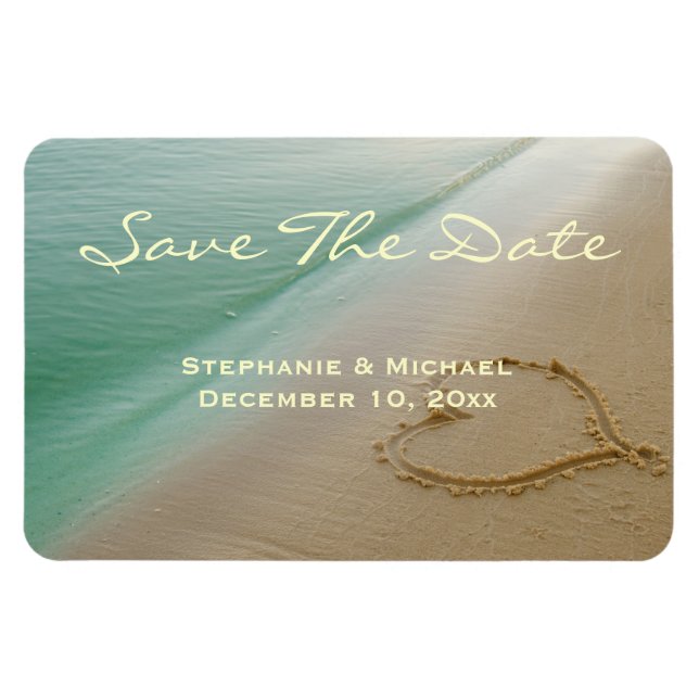 Flexible Coeur sculpté Dans Le Sable Magnet "Save The Date" (Horizontal)