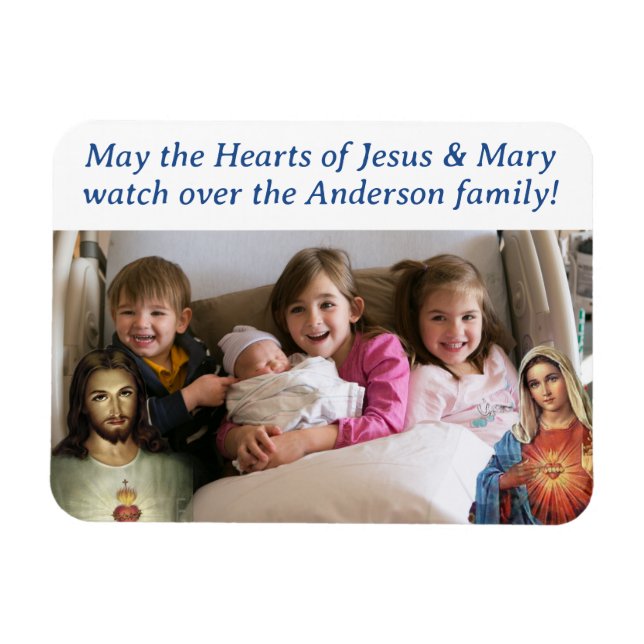 Flexible Coeurs personnalisables de Jésus & Marie Magnet ph (Horizontal)