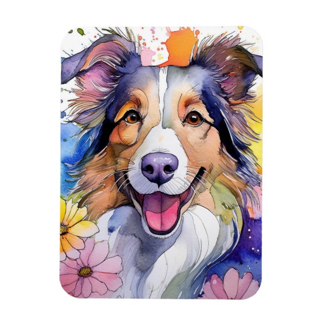 Flexible Collie Dog Photo Magnet (Vertical)