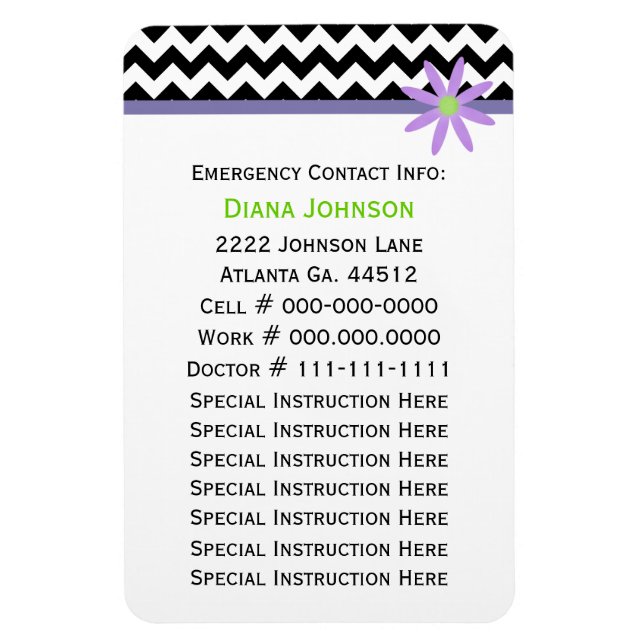 Flexible Contact d'urgence : Babysitter Premium Magnet (Vertical)