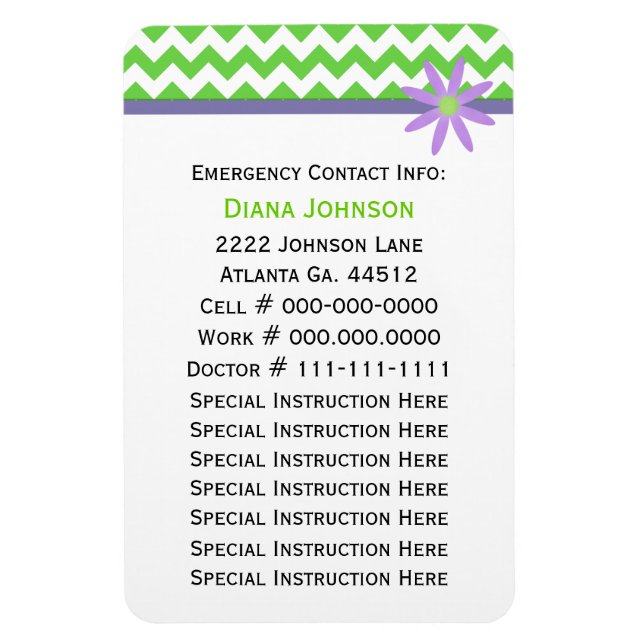 Flexible Contact d'urgence : Babysitter Premium Magnet (Vertical)