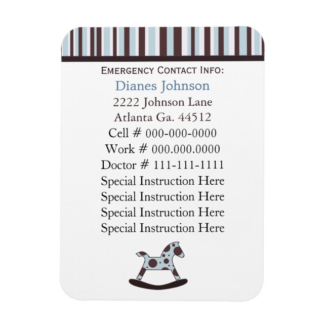 Flexible Contact d'urgence : Babysitter Premium Magnet (Vertical)