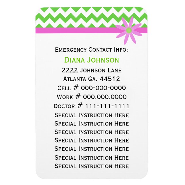 Flexible Contact d'urgence : Babysitter Premium Magnet (Vertical)