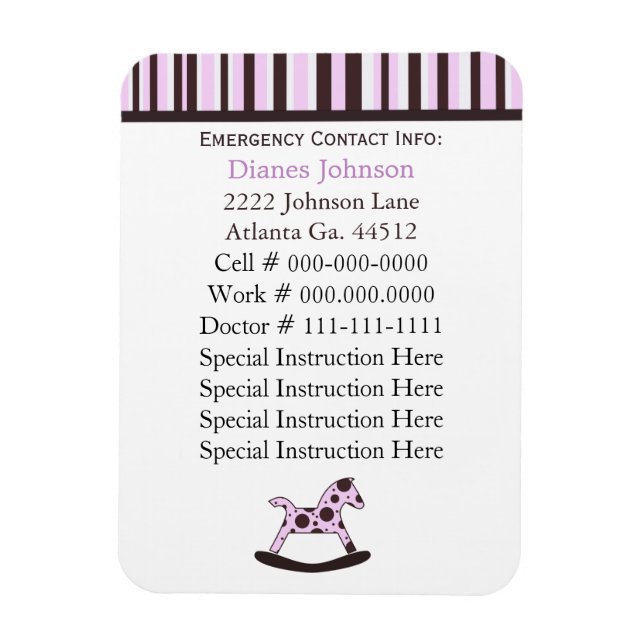 Flexible Contact d'urgence : Babysitter Premium Magnet (Vertical)