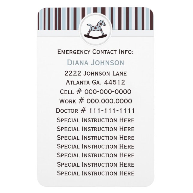 Flexible Contact d'urgence : Rocking Horse Premium Magnet (Vertical)