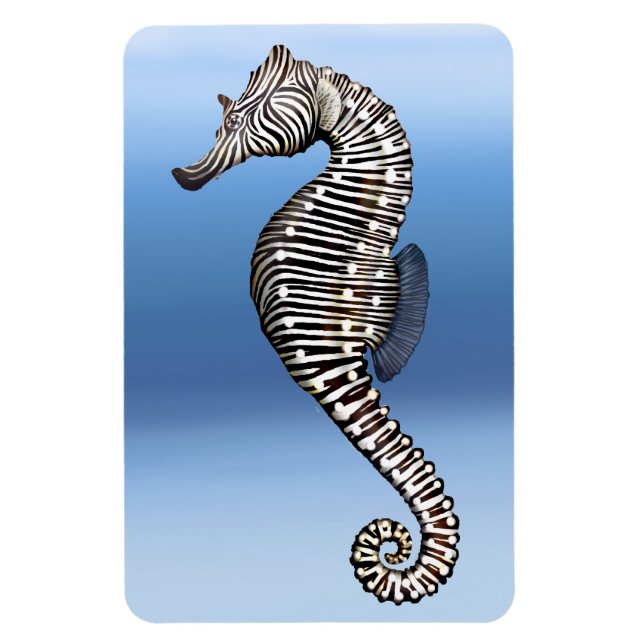 Flexible Coral Reef Zebra Sea Horse Premium Flexi Magnet (Vertical)