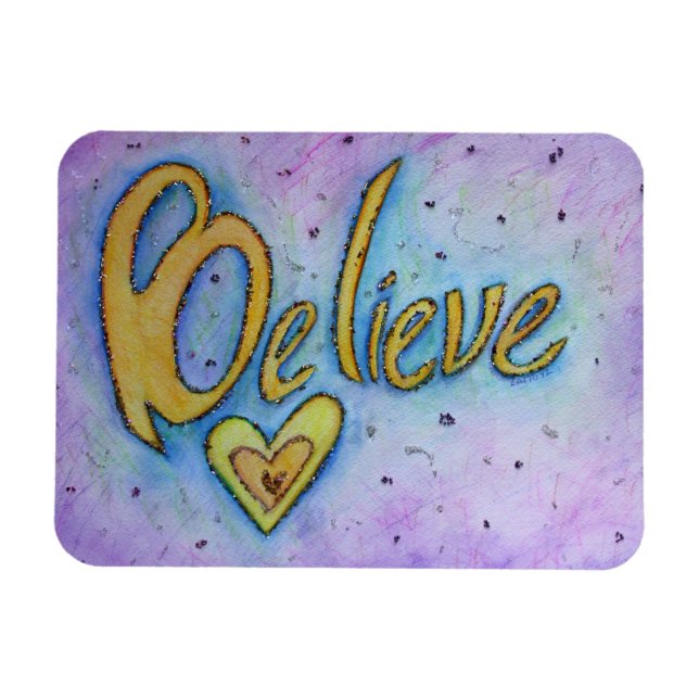 Flexible Croyez Word Art Heart Inspirational Fridge Magnet (Horizontal)