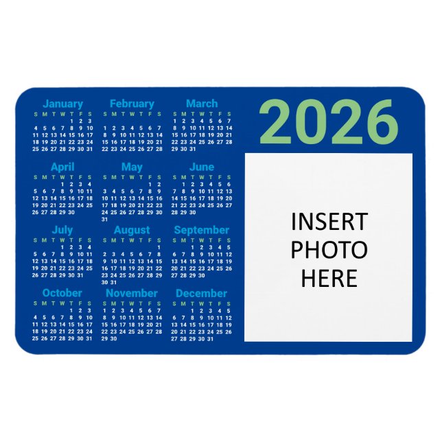 Flexible Custom Photo 2026 Calendar Magnet (Horizontal)