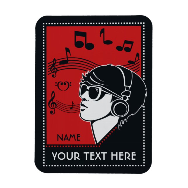 Flexible Custom Text Art Deco Music magnet (Vertical)