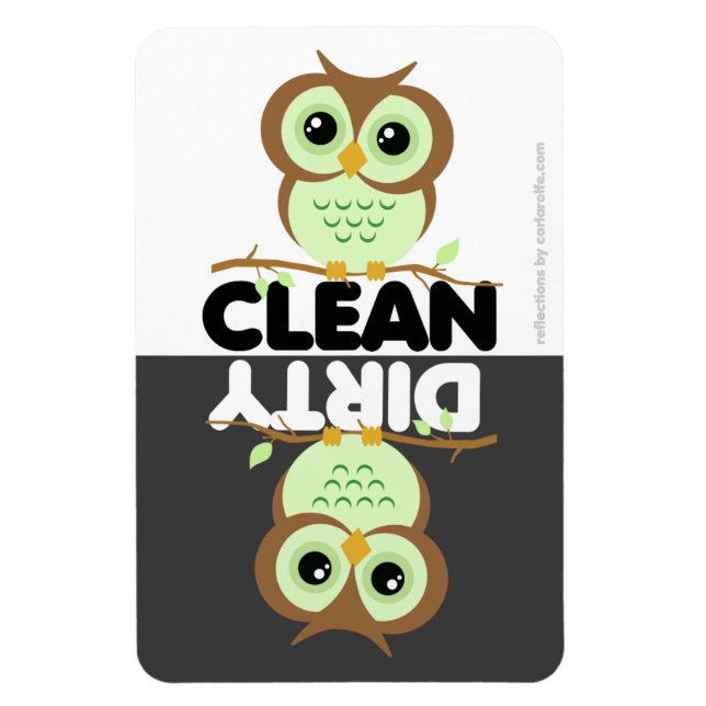 Flexible Cute Green Owl Lave-vaisselle Magnet (Vertical)
