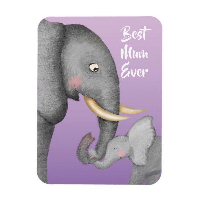Flexible Cute mother & baby elephant magnet (Vertical)