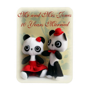Flexible Cute Panda Bears Couple Anniversaire Magnet