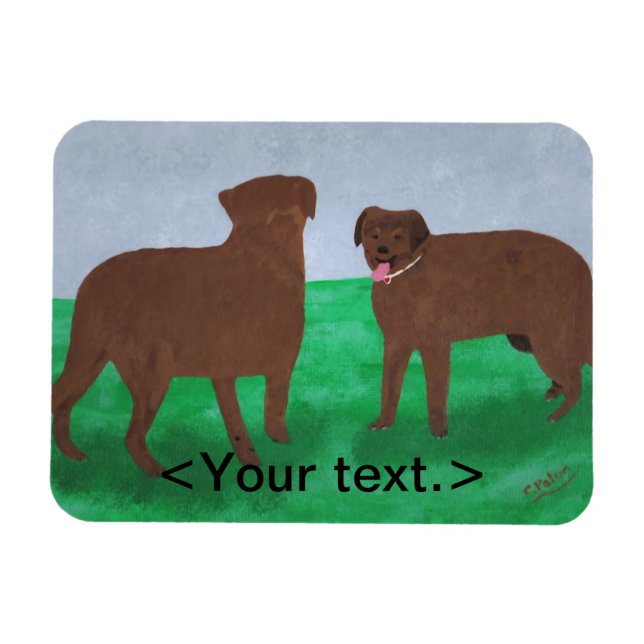Flexible Deux Chiens Brown et amicaux Vos Paroles Magnet (Horizontal)