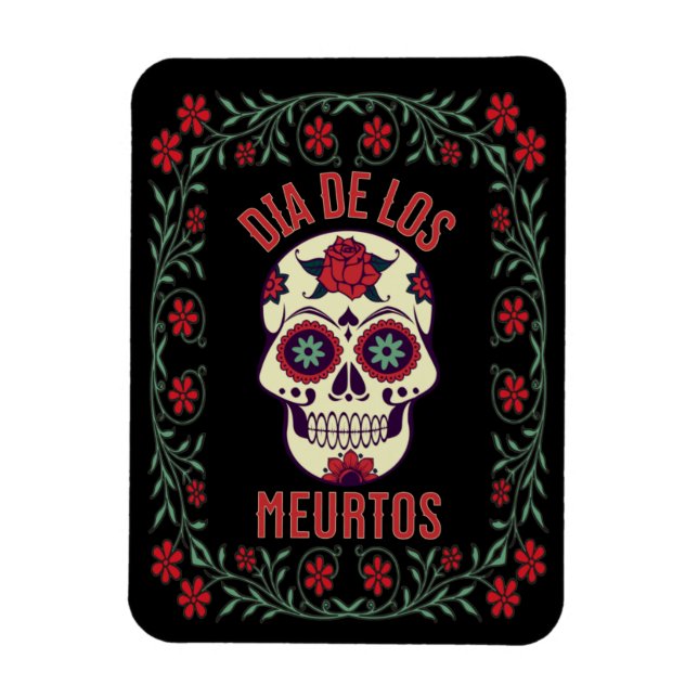 Flexible Dia de los Muertos Magnet crâne de sucre (Vertical)