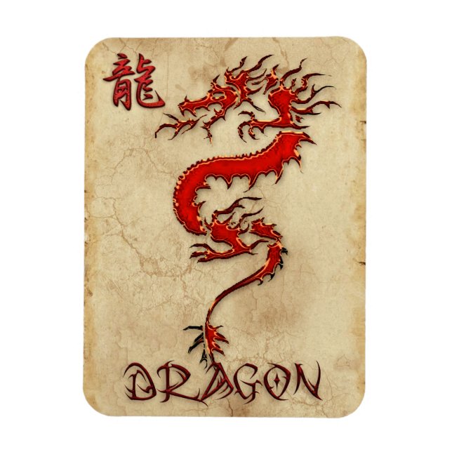 Flexible Dragon Tribal 3 Magnet d'art asiatique en métal fr (Vertical)