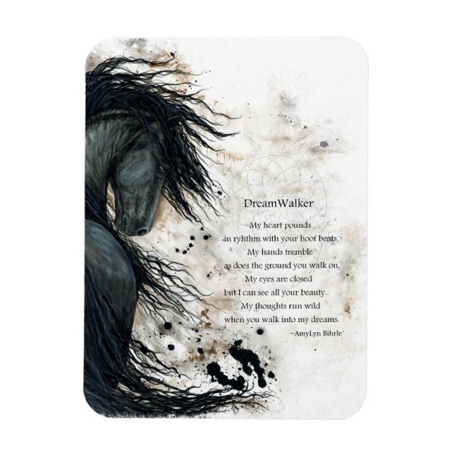 Flexible DreamWalker Friesian Horse BiHrLe Magnet (Vertical)
