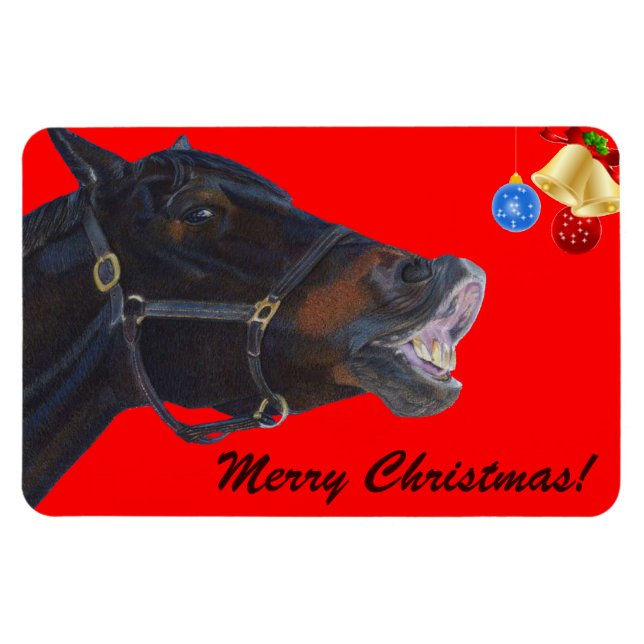 Flexible Drôle Cheval de Noël Premium Flexi Magnet (Horizontal)