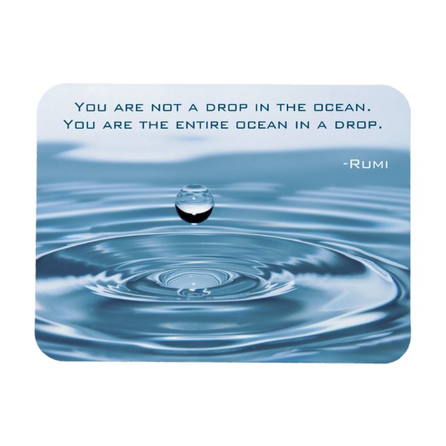 Flexible Drop in the Ocean, Inspiring Rumi Quote Magnet (Horizontal)