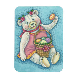 Flexible EASTER EGG TEDDDY BEAR MAGNET Rectangle