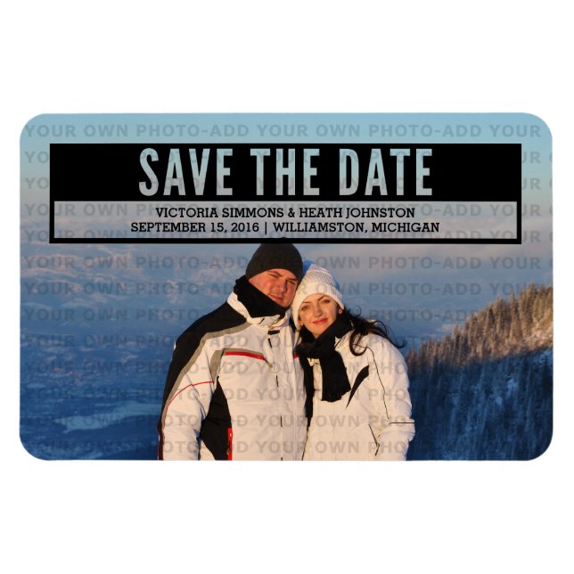 Flexible Ebony Modern Cut Out Save the Date Magnet (Horizontal)