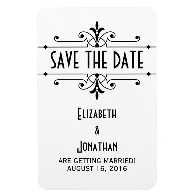 Flexible Ebony v2 Fancy Ornamental Save the Date Magnet (Vertical)