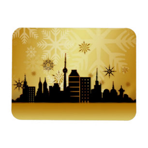 Flexible Élégant Gold Christmas City Flexi Magnet
