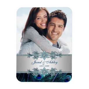 Flexible Elégant Magnet Réservez la date photo Peacock