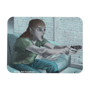 Flexible Elf Video Gamer Refigerator Magnet