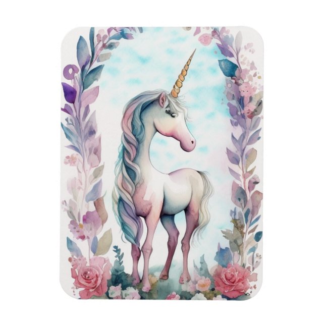 Flexible Enchanted Unicorn Watercolor Magnet (Vertical)