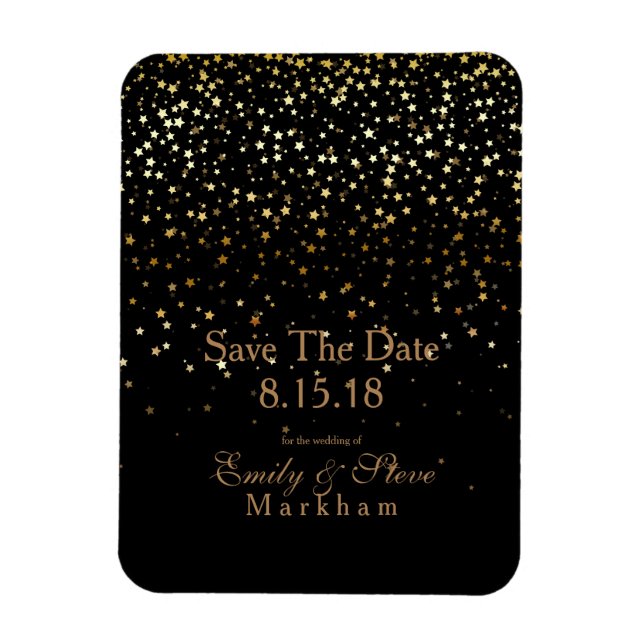 Flexible Enregistrer la date Golden Stars Magnet (Vertical)