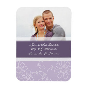 Flexible Enregistrer la date Photo Mariage Magnet Purple Fl