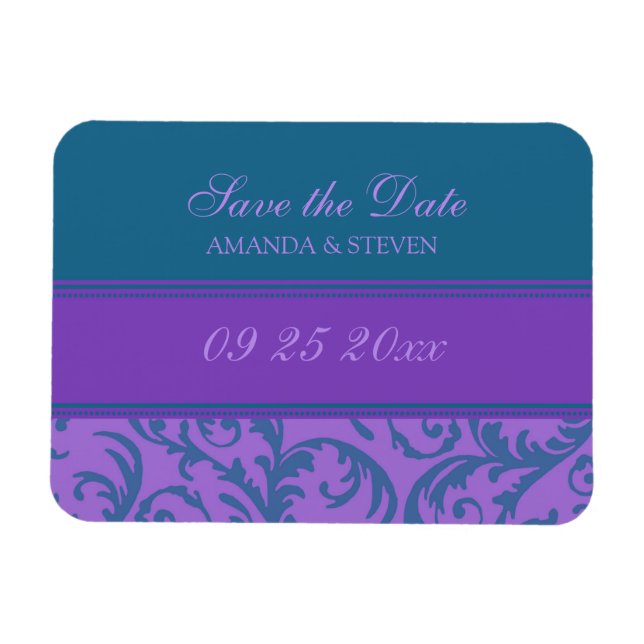 Flexible Enregistrer le Mariage de date Magnet Plum Turquoi (Horizontal)