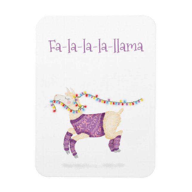 Flexible Fa-la-la-la-llama cute Christmas magnet (Vertical)